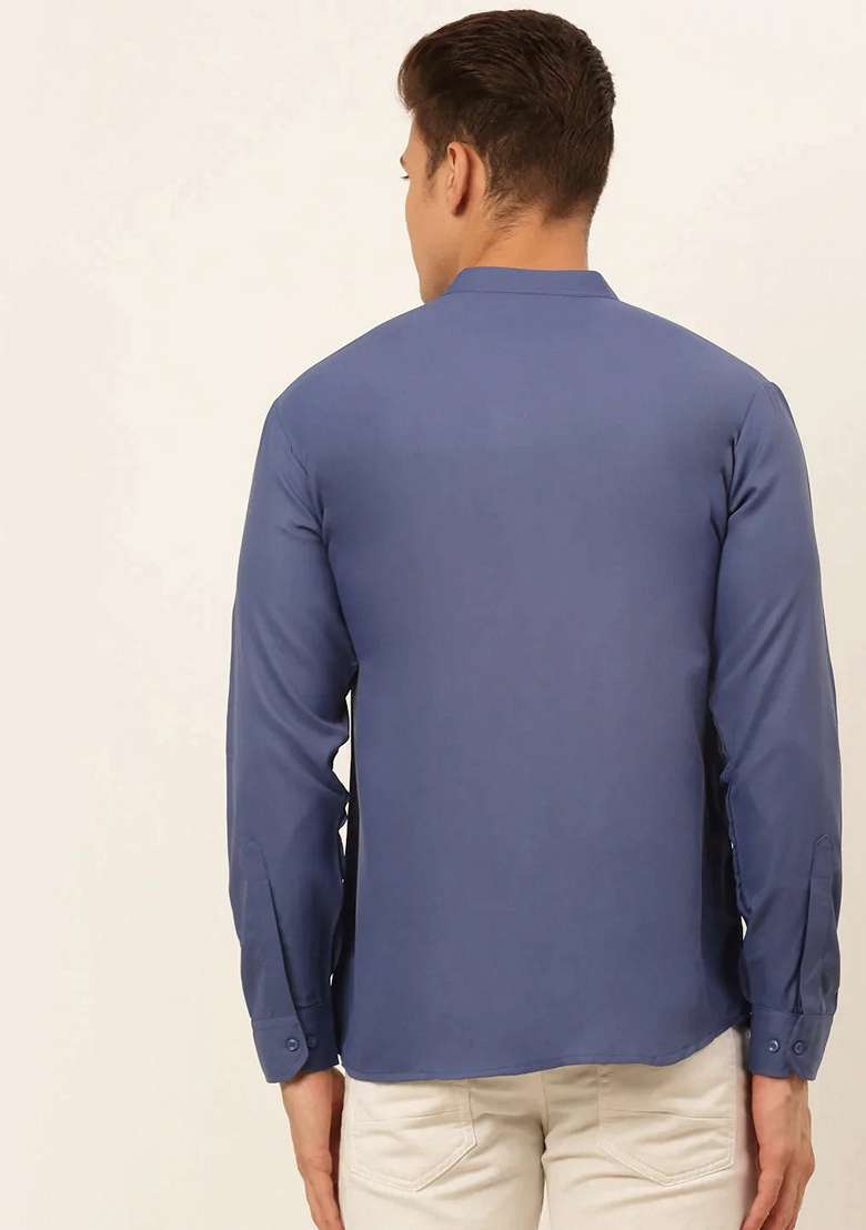 Blue Cotton Kurta For Men - Indya