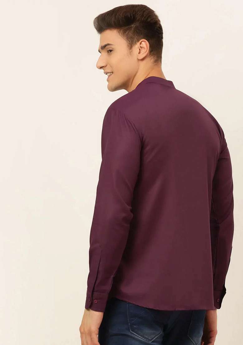 Wine Cotton Kurta For Men - Indya