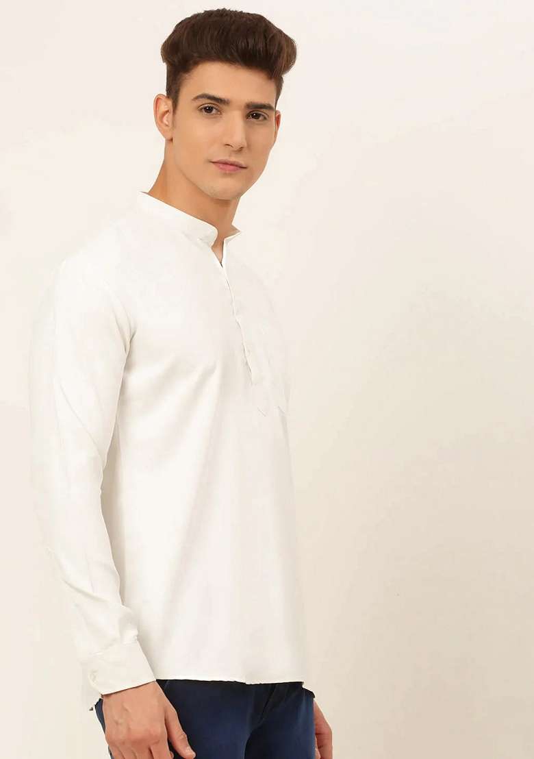 White Cotton Kurta For Men - Indya