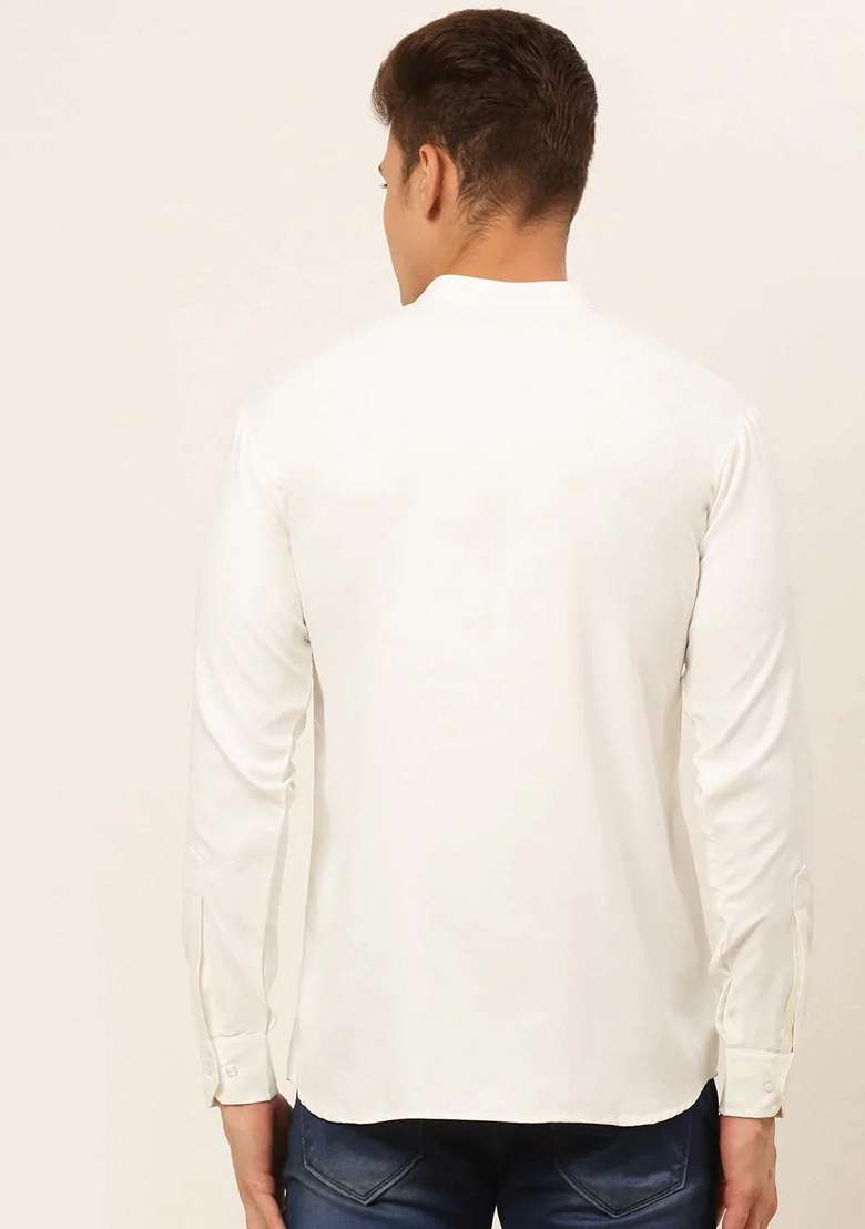 White Cotton Kurta For Men - Indya