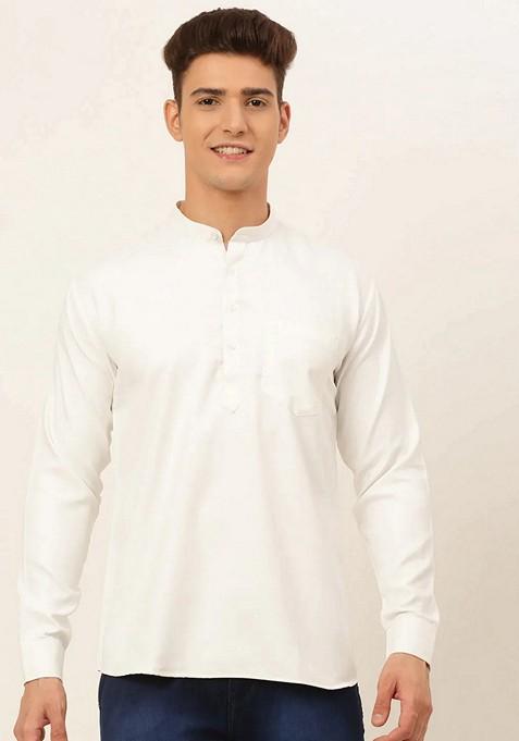 White Cotton Kurta For Men