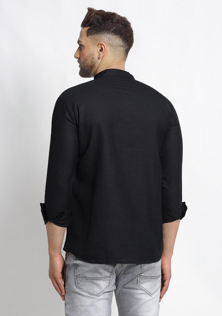 Black Cotton Kurta For Men