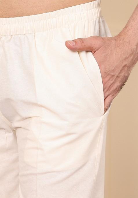 Light Blue Embellished Ethnic Motifs Kurta Set For Men