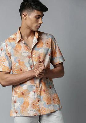 Multicolour Embroidered Heavy Cotton Shirt For Men