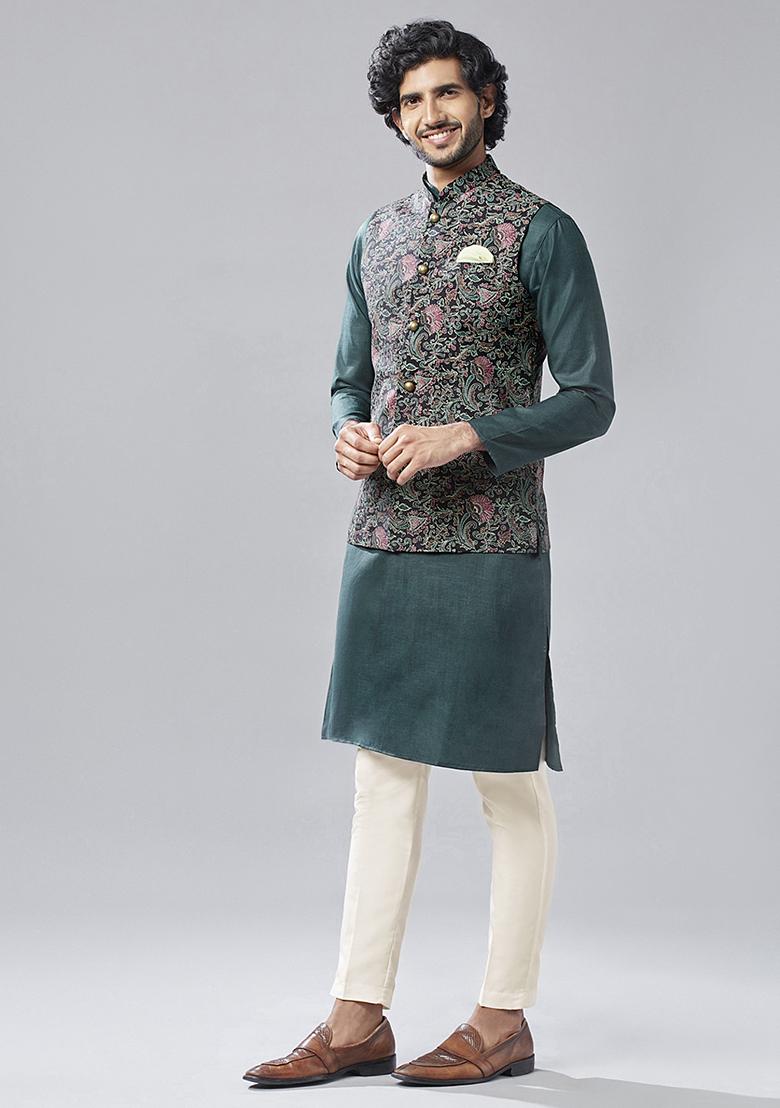 Multicolour Printed Pure Cotton Kurta Jacket Set