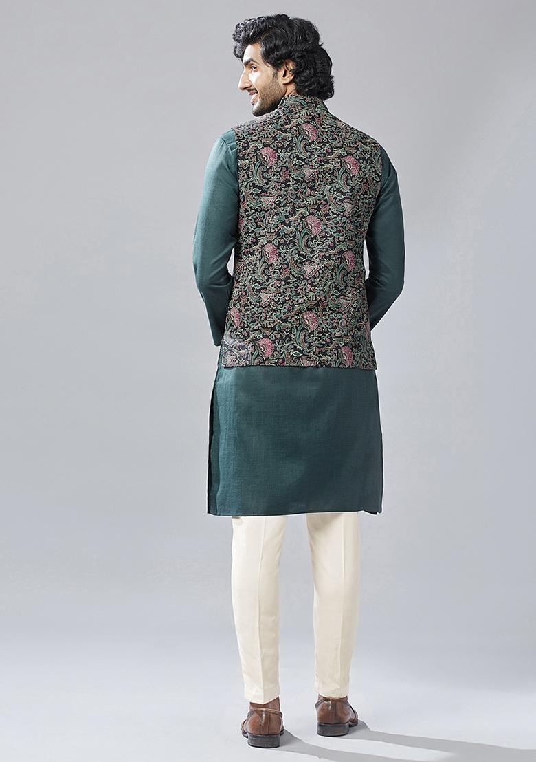 Multicolour Printed Pure Cotton Kurta Jacket Set