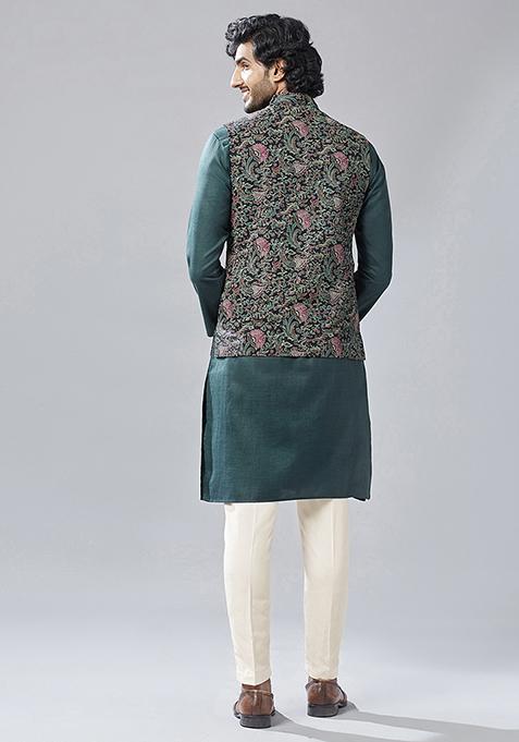 Multicolour Printed Pure Cotton Kurta Jacket Set