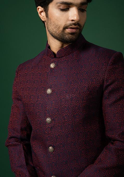 DESIGNER BANDHGALA OUTFIT IN MAROON