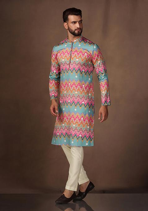 Multicolour Printed Cotton Blend Kurta