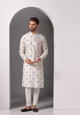 Cream Digital Print Blend Kurta Set