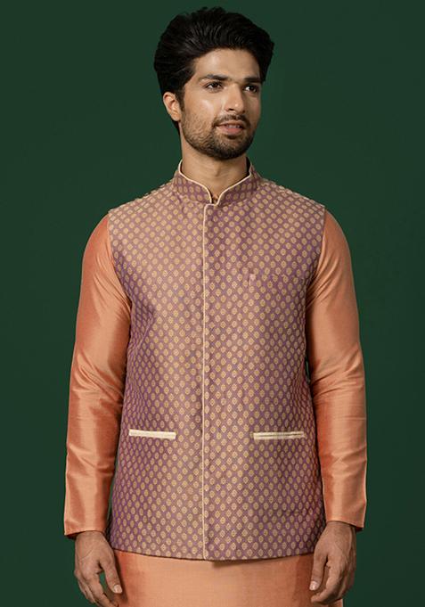 Mauve Jacquard Art Silk Jacket