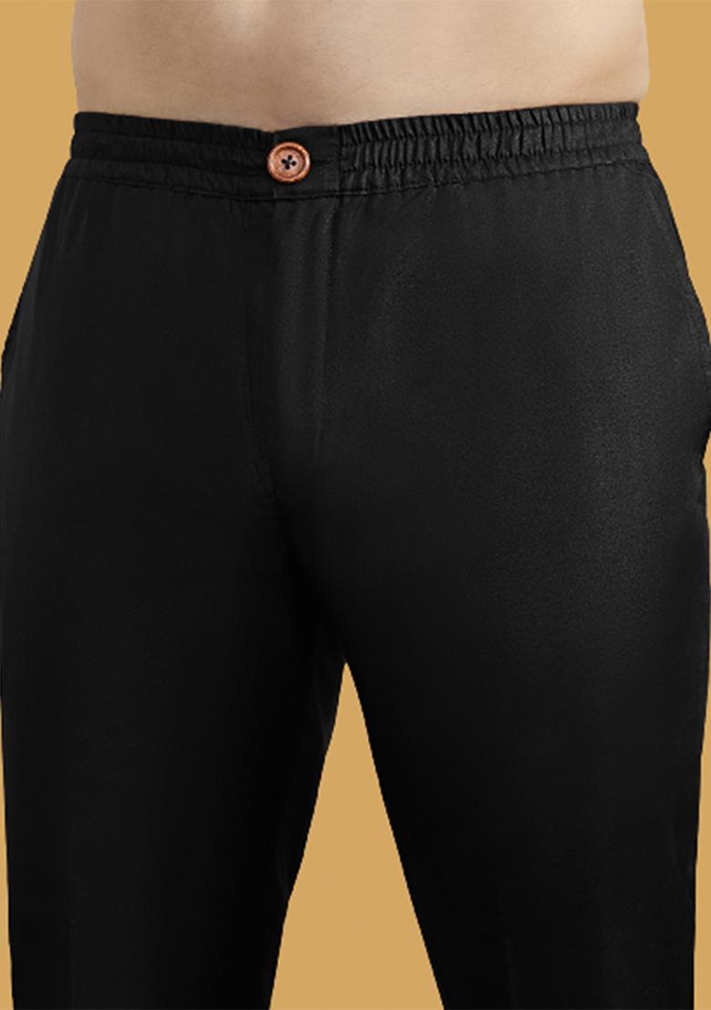 Black Textured Silk Blend Jacquard Sherwani Set - Indya