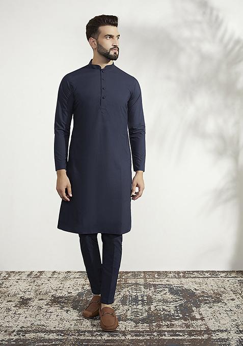 Multicolour Textured Silk Blend Jacquard Kurta Sherwani Set
