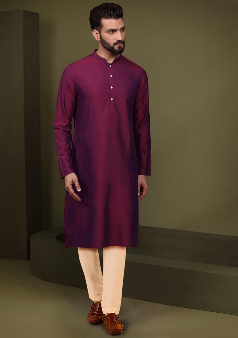 Multicolour Jacquard Silk Blend Kurta Sherwani Set