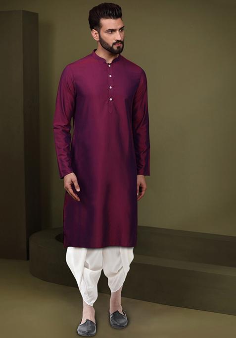 Multicolour Jacquard Silk Blend Kurta Sherwani Set
