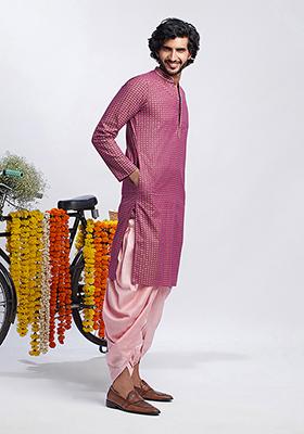 Hot Pink Printed Cotton Blend Kurta