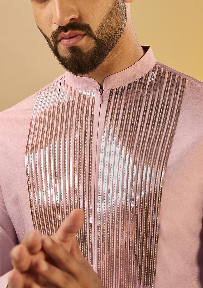 Onion Pink Solid Dyed Cotton Blend Kurta - Indya