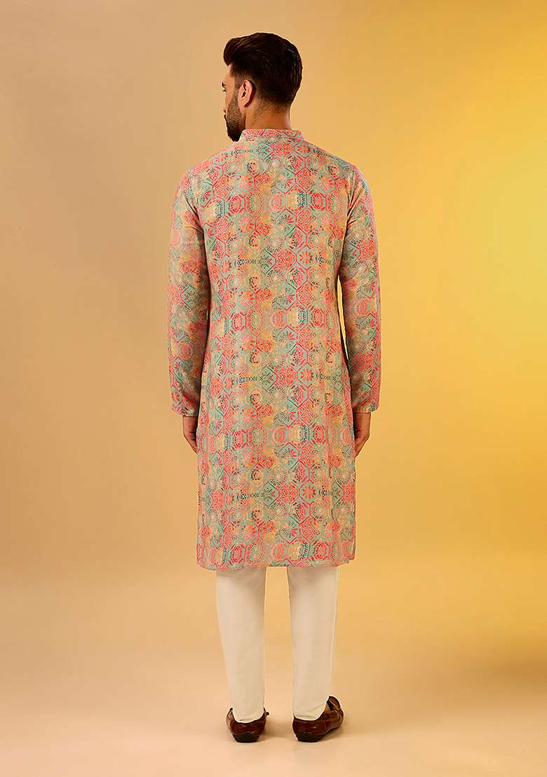 Multicolour Printed Cotton Blend Kurta - Indya