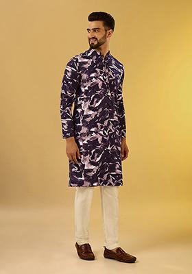 Wine Digital Print Cotton Blend Kurta