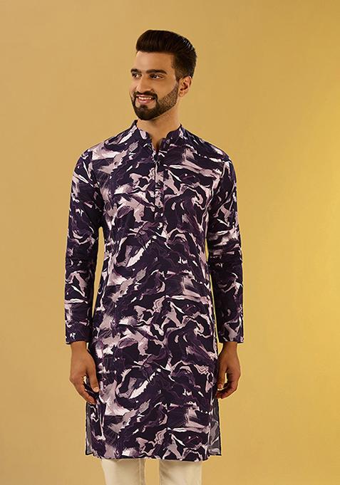 Wine Digital Print Cotton Blend Kurta