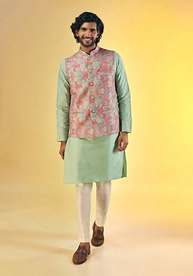 Multicolour Digital Print Cotton Blend Kurta Jacket Set