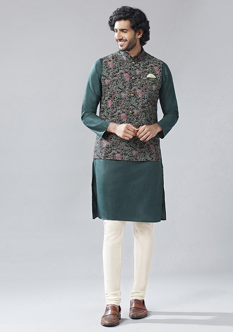 Multicolour Printed Pure Cotton Kurta Jacket Set