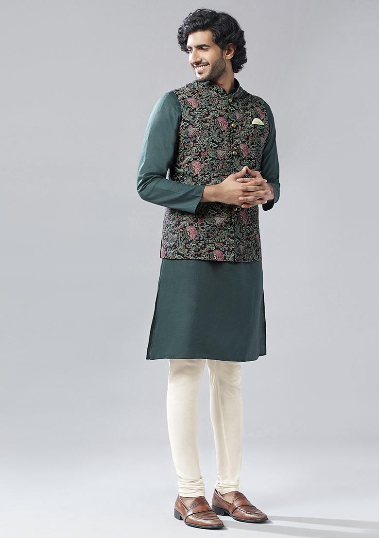 Multicolour Printed Pure Cotton Kurta Jacket Set