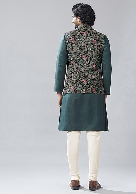 Multicolour Printed Pure Cotton Kurta Jacket Set