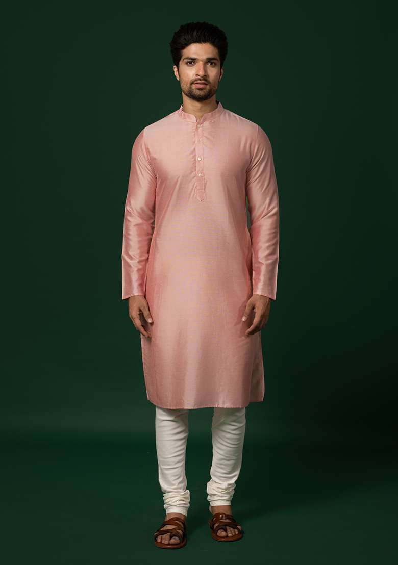 White Jacquard Silk Blend Kurta Jacket Set - Indya