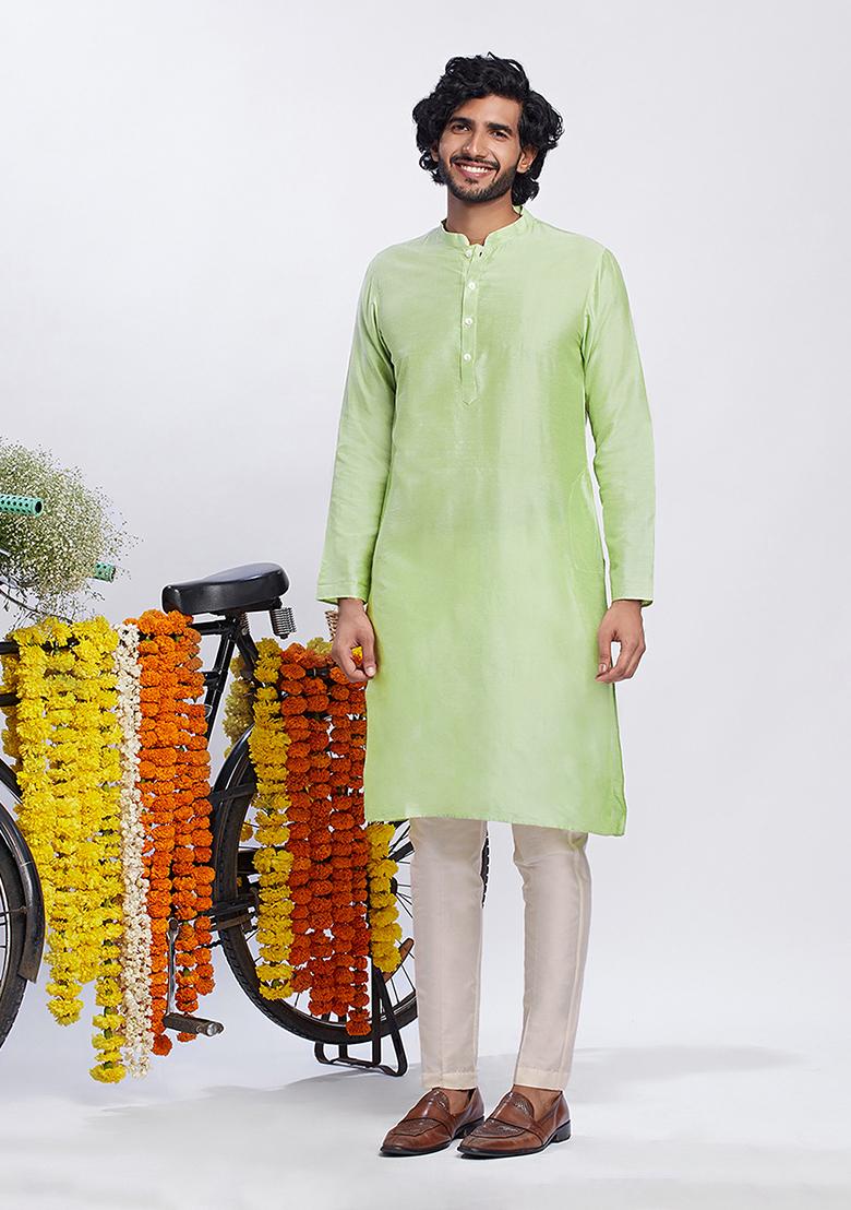 Blue Foil Print Cotton Blend Kurta Jacket Set - Indya