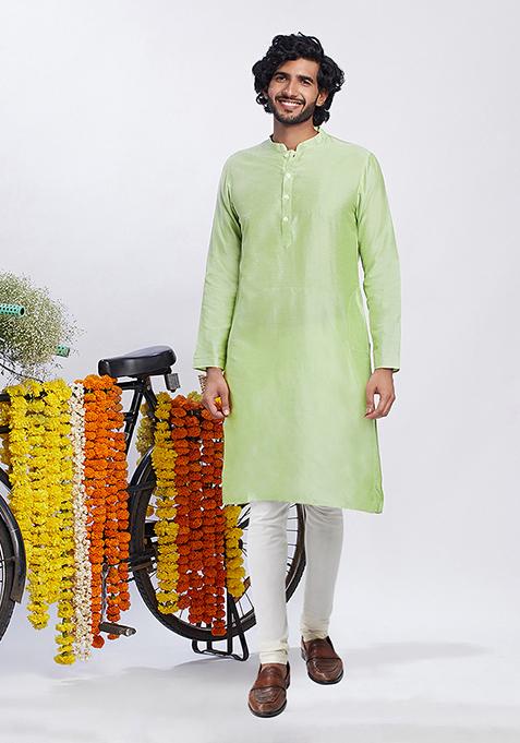 Blue Printed Cotton Blend Kurta Jacket Set