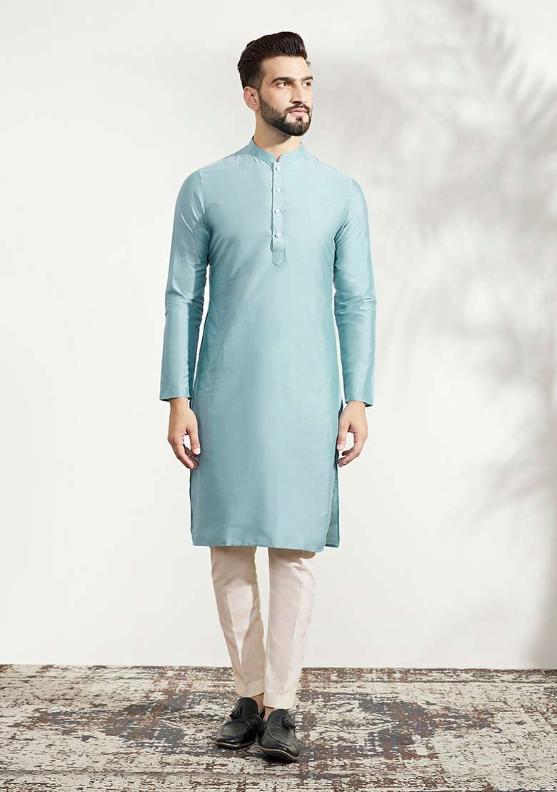 Multicolour Textured Silk Blend Kurta Jacket Set - Indya