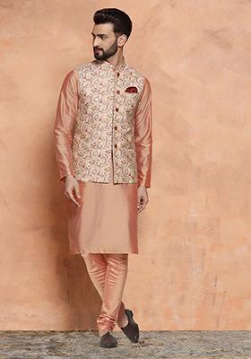 Multicolour Printed Cotton Blend Kurta Jacket Set