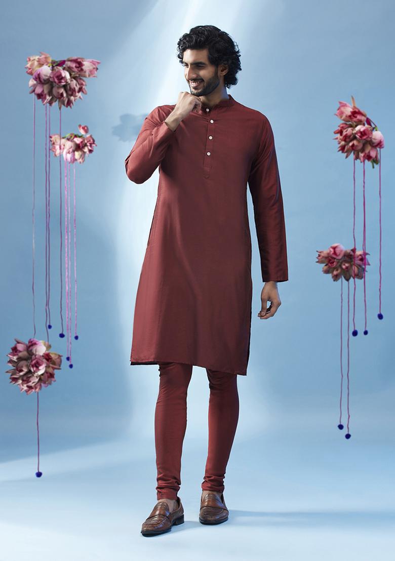 Black Embroidered Silk Blend Kurta Jacket Set