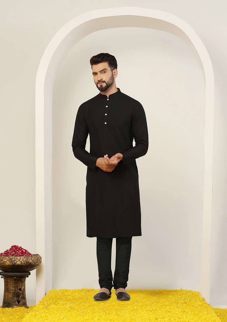 Blue Jacquard Silk Blend Kurta Jacket Set - Indya