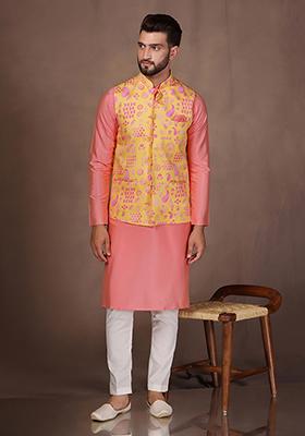 Yellow Digital Print Cotton Blend Jacket