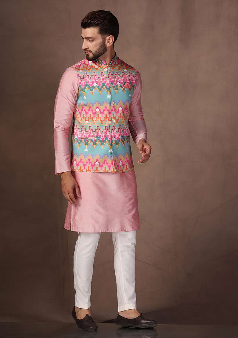 Multicolour Printed Cotton Blend Jacket - Indya