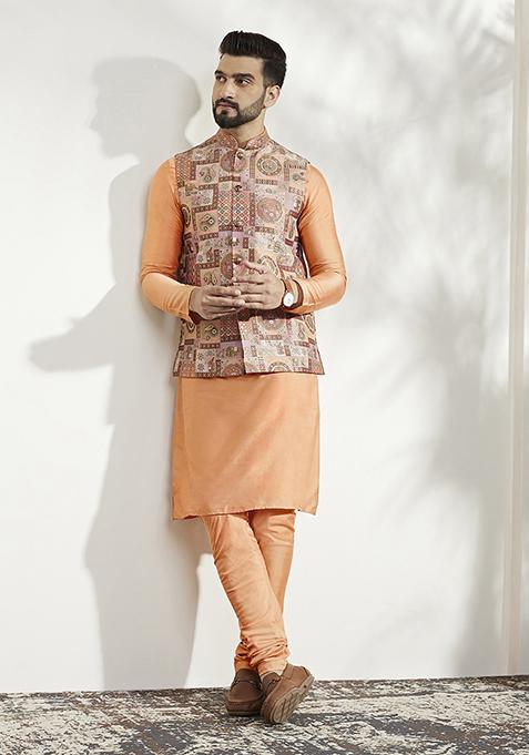 Coral Jacquard Silk Blend Jacket