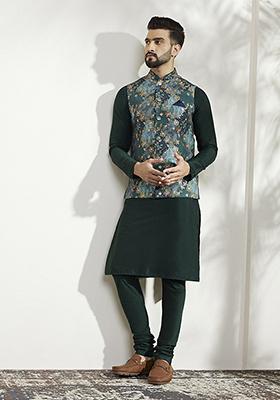 Blue Printed Silk Blend Jacket