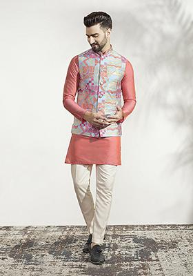 Multicolour Textured Silk Blend Jacket