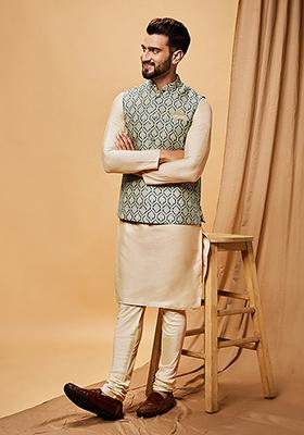 Blue Jacquard Silk Blend Jacket