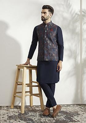 Multicolour Woven Jacquard Silk Blend Jacquard Jacket