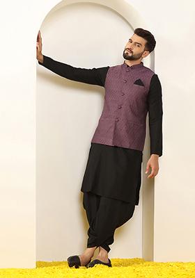 Mauve Woven Jacquard Silk Blend Jacquard Jacket