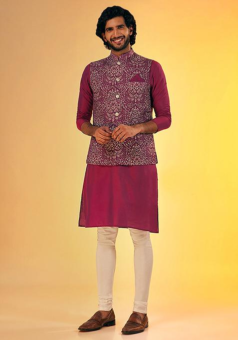 Wine Digital Print Pashmina Jacket