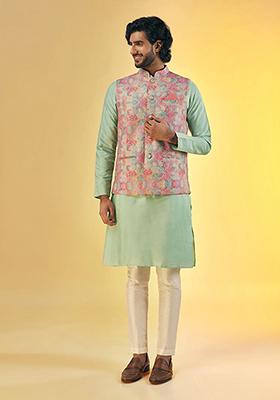 Multicolour Textured Silk Blend Jacket