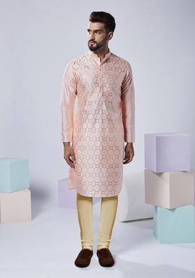 Blush Pink Solid Dyed Silk Blend Kurta Set