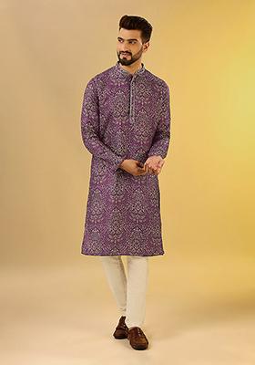 Wine Digital Print Pashmina Kurta Set