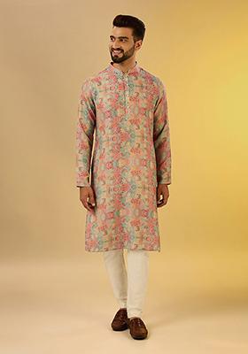 Multicolour Digital Print Pashmina Kurta Set