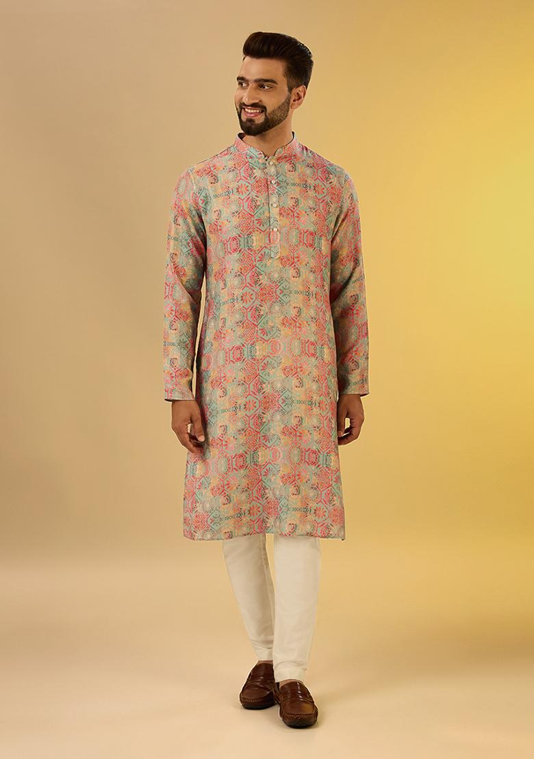 Multicolour Digital Print Pashmina Kurta Set