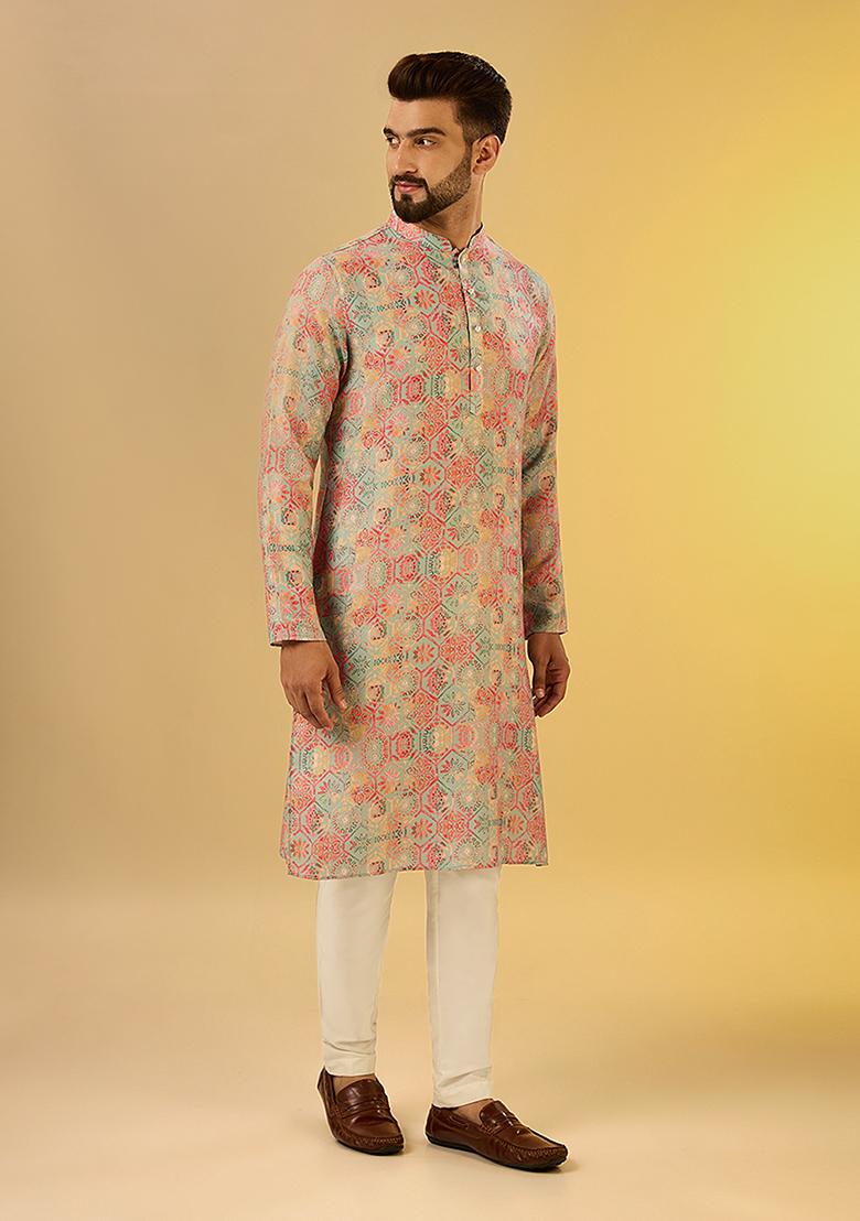 Multicolour Digital Print Pashmina Kurta Set